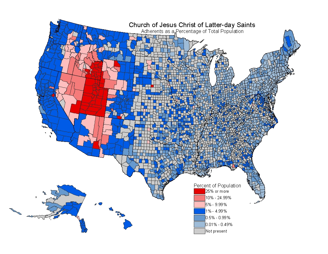Maps From The 2000 Study U S Religion Census Religious Statistics